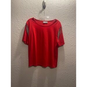Blue B Rhinestone Red T-Shirt.